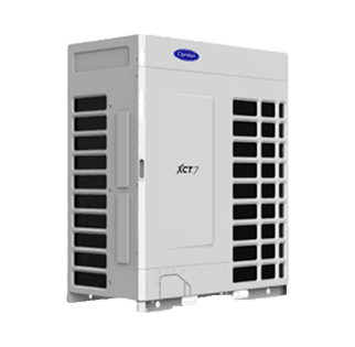 Side view of Carrier XCT7 VRF air conditioning system with full LEED efficiency and wide range of compact units