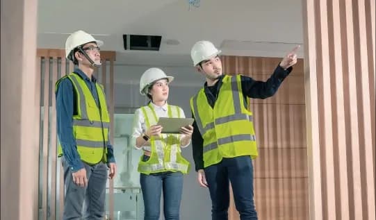 AdvanTEC building doctors in their hard hats assessing a building.